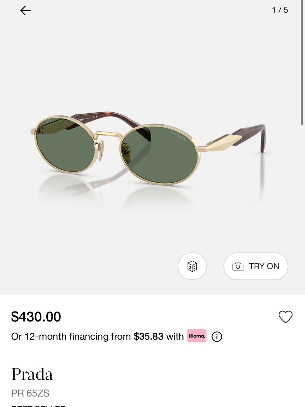 Prada Gold Frame Sunglasses with Green Lenses
